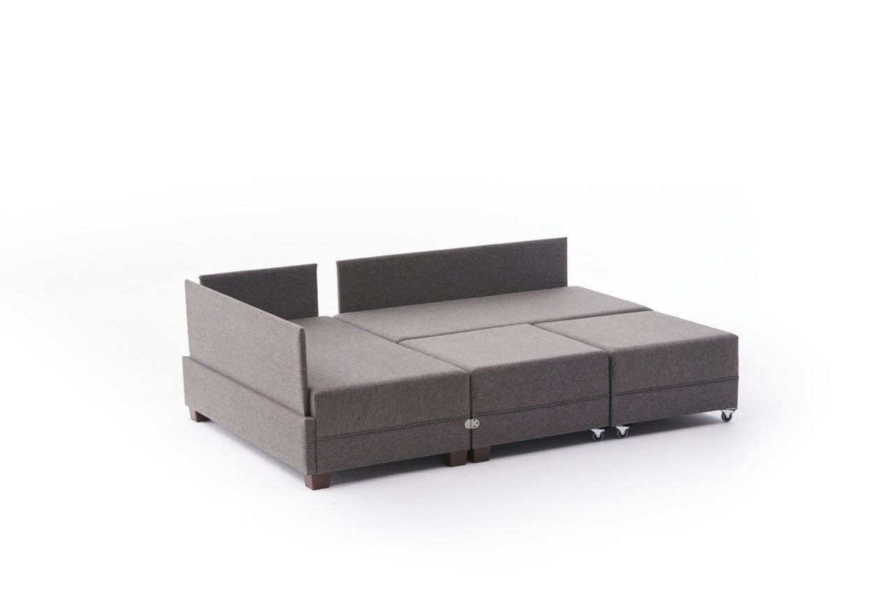 Fly Corner Sofa Bed Left - Brown in Braun präsentiert im Onlineshop von KAQTU Design AG. Bettsofa ist von Atelier Del Sofa