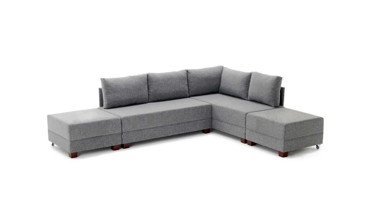 Fly Corner Sofa Bed Right Bettsofa - Grau in Grau präsentiert im Onlineshop von KAQTU Design AG. Bettsofa rechts ist von Atelier Del Sofa