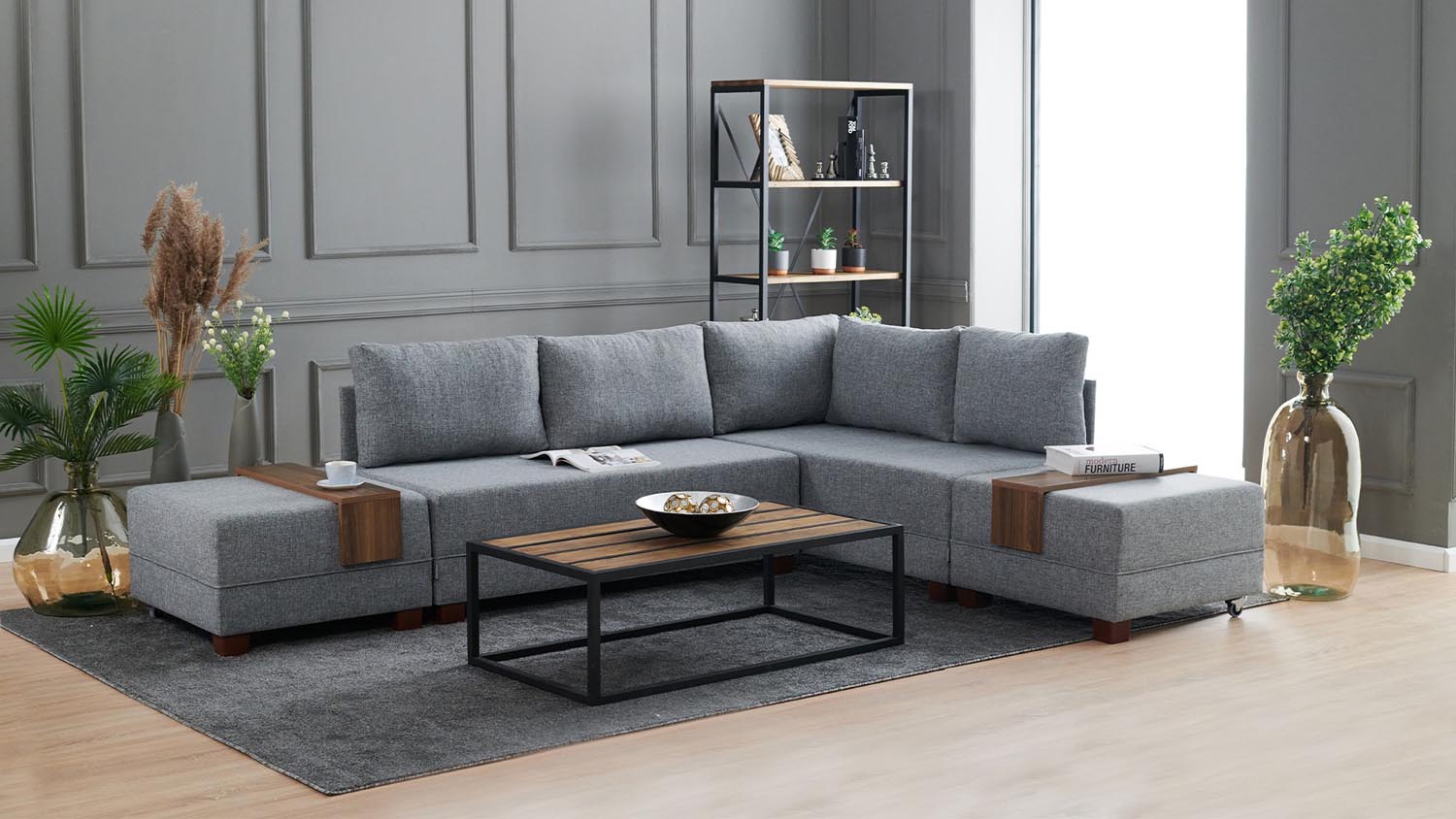 Fly Corner Sofa Bed Right- Grey in Grau präsentiert im Onlineshop von KAQTU Design AG. Bettsofa ist von Atelier Del Sofa