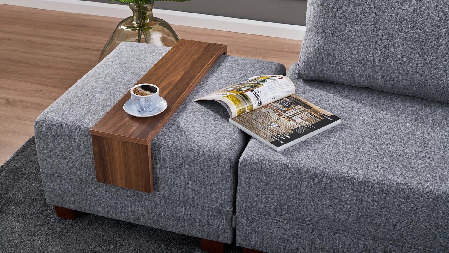 Fly Corner Sofa Bed Right- Grey in Grau präsentiert im Onlineshop von KAQTU Design AG. Bettsofa ist von Atelier Del Sofa