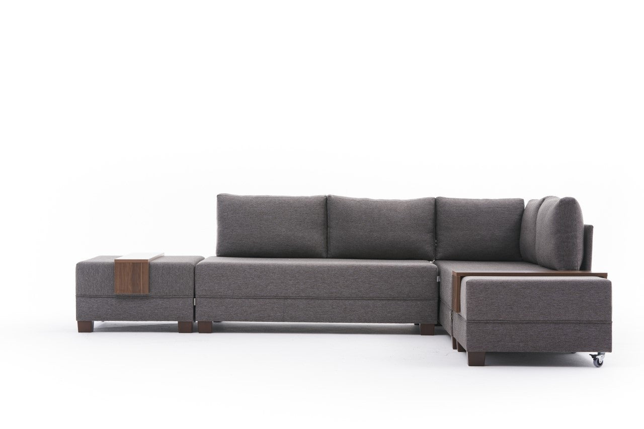 Fly Corner Sofa Bed Right- Brown in Braun präsentiert im Onlineshop von KAQTU Design AG. Bettsofa ist von Atelier Del Sofa