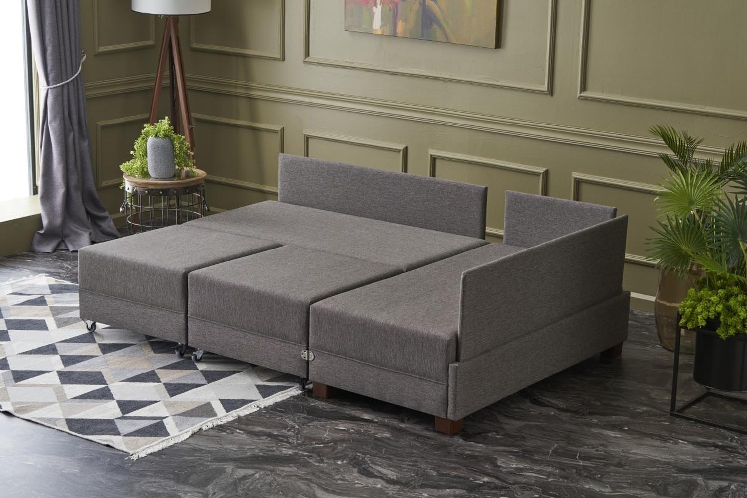Fly Corner Sofa Bed Right- Brown in Braun präsentiert im Onlineshop von KAQTU Design AG. Bettsofa ist von Atelier Del Sofa