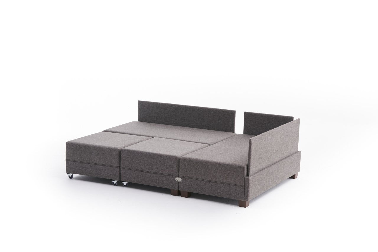Fly Corner Sofa Bed Right- Brown in Braun präsentiert im Onlineshop von KAQTU Design AG. Bettsofa ist von Atelier Del Sofa