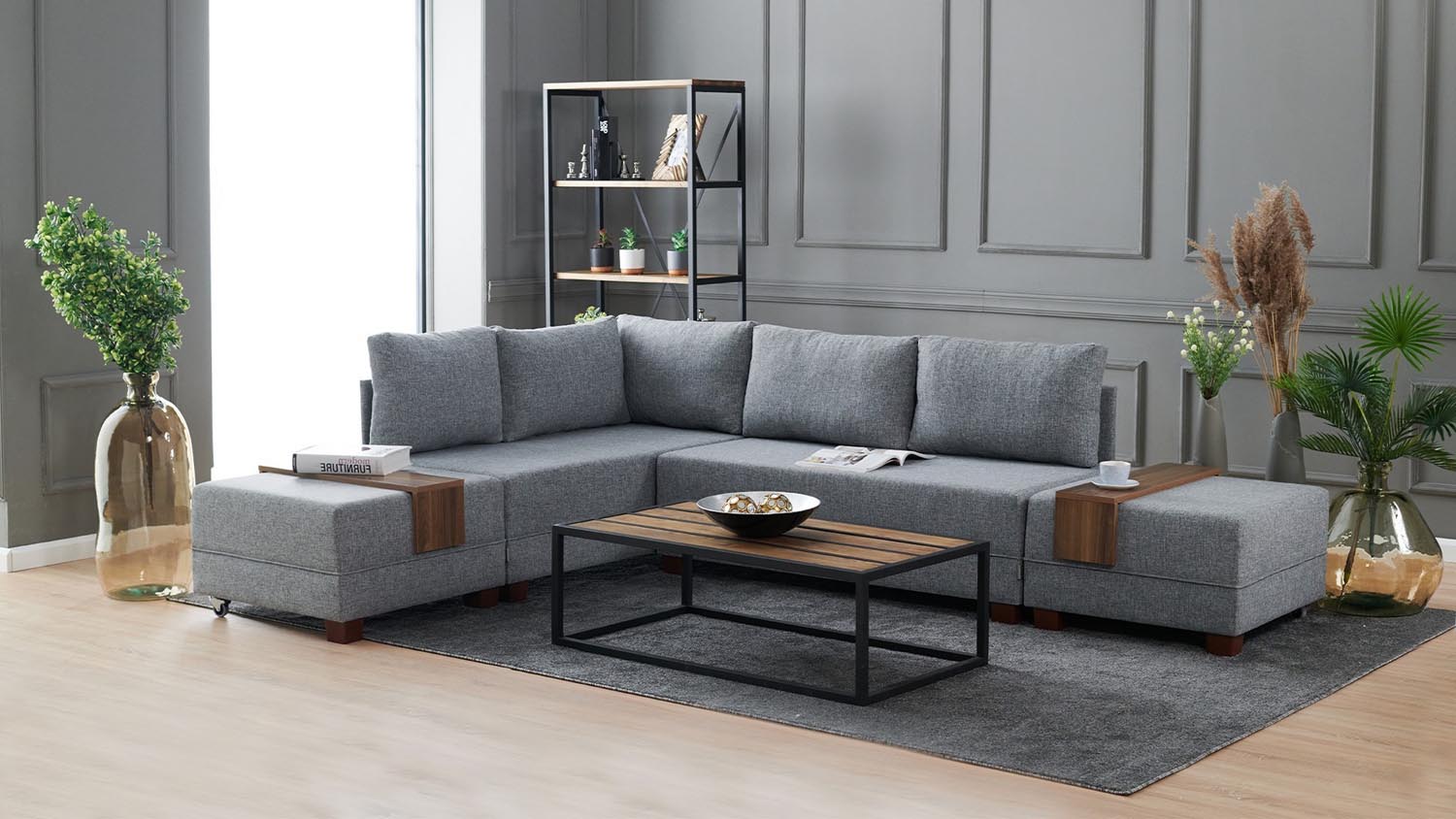 Fly Corner Sofa Bed Left - Grey in Grau präsentiert im Onlineshop von KAQTU Design AG. Bettsofa ist von Atelier Del Sofa