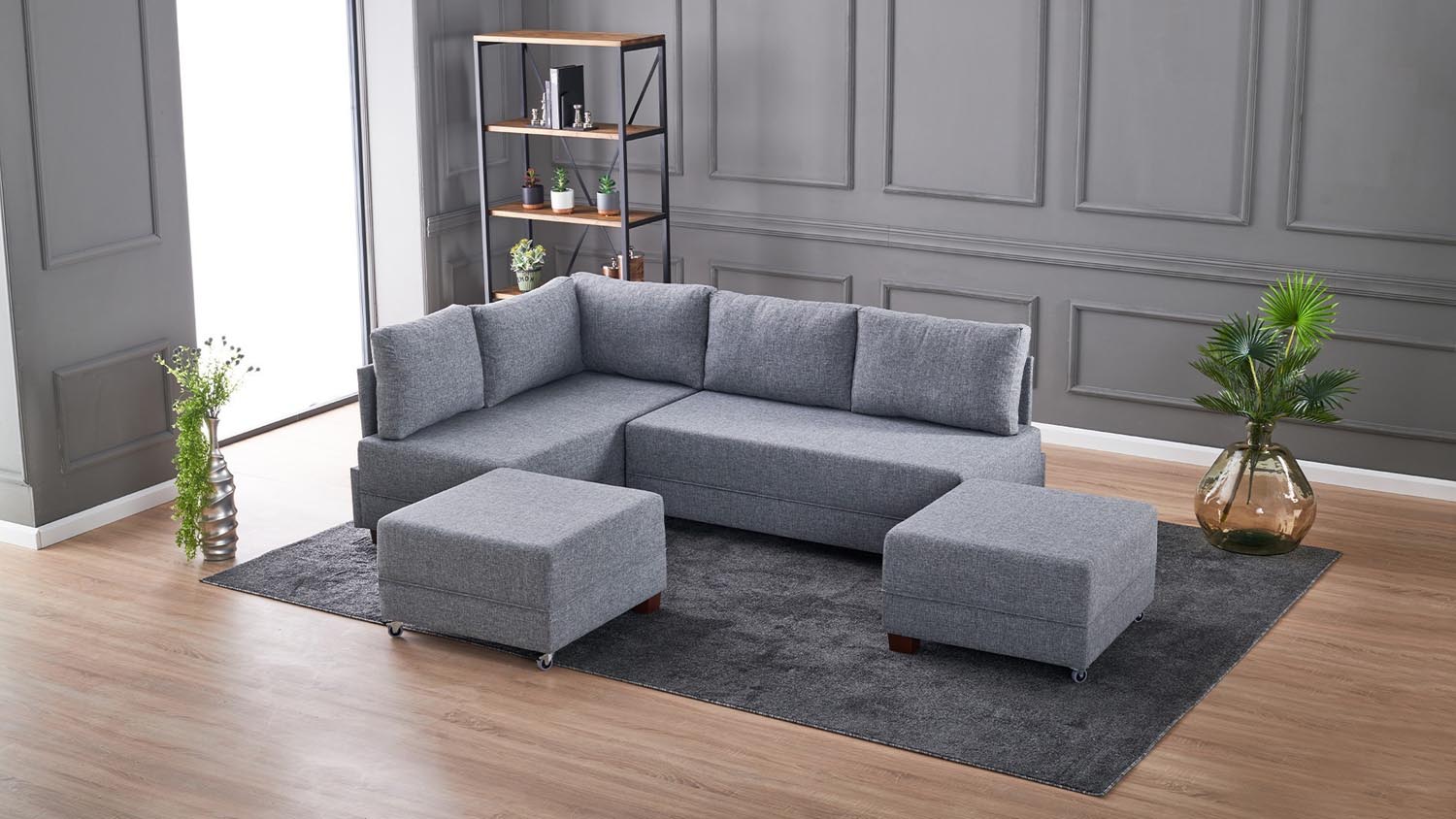 Fly Corner Sofa Bed Left - Grey in Grau präsentiert im Onlineshop von KAQTU Design AG. Bettsofa ist von Atelier Del Sofa