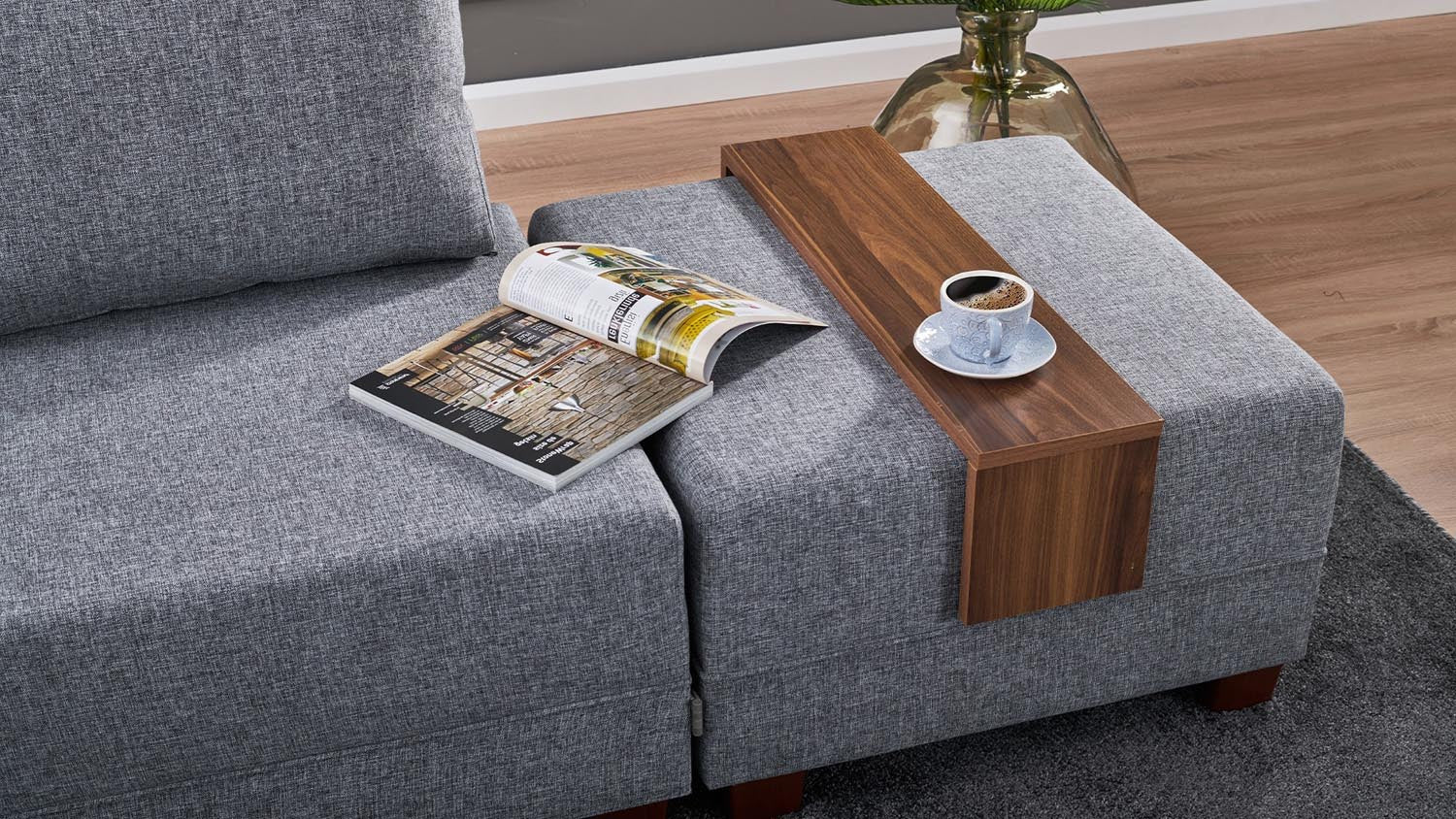 Fly Corner Sofa Bed Left - Grey in Grau präsentiert im Onlineshop von KAQTU Design AG. Bettsofa ist von Atelier Del Sofa