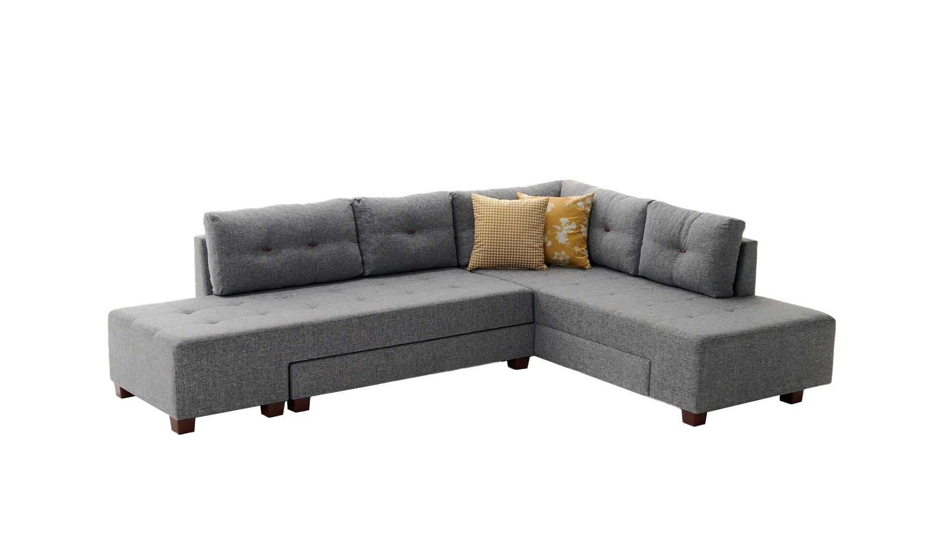 Manama Corner Sofa Bed Right - Grey in Grau präsentiert im Onlineshop von KAQTU Design AG. Bettsofa ist von Atelier Del Sofa