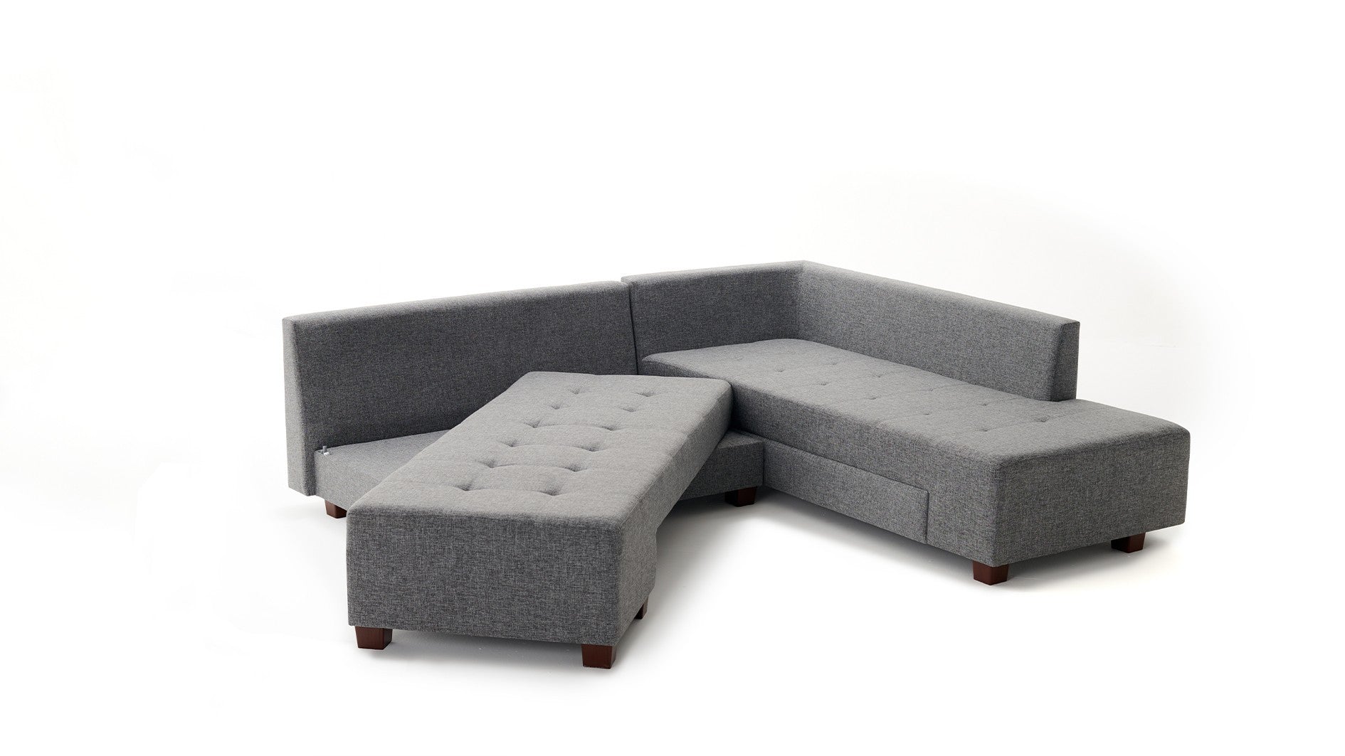 Manama Corner Sofa Bed Right - Grey in Grau präsentiert im Onlineshop von KAQTU Design AG. Bettsofa ist von Atelier Del Sofa