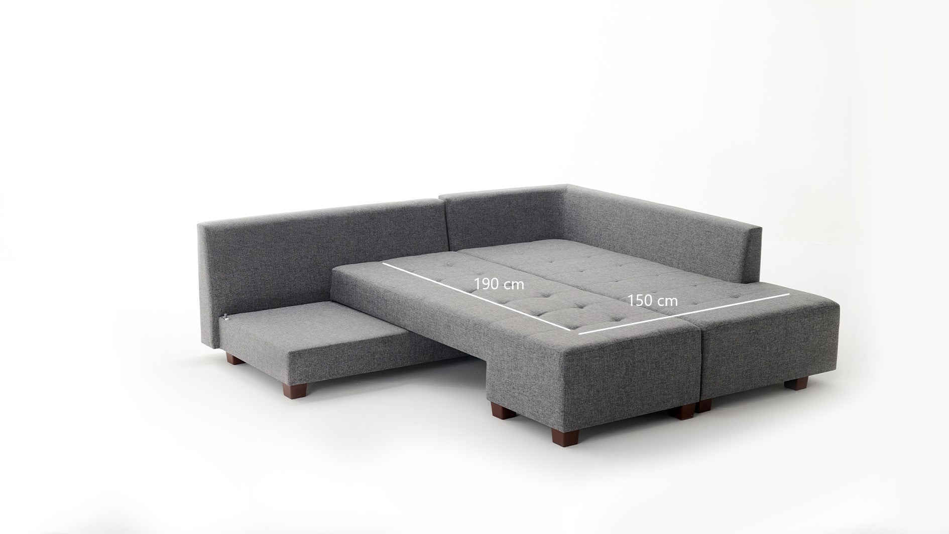 Manama Corner Sofa Bed Right - Grey in Grau präsentiert im Onlineshop von KAQTU Design AG. Bettsofa ist von Atelier Del Sofa