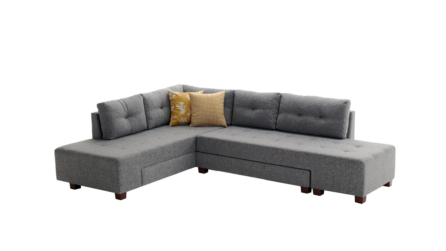 Manama Corner Sofa Bed Left - Grey in Grau präsentiert im Onlineshop von KAQTU Design AG. Bettsofa ist von Atelier Del Sofa