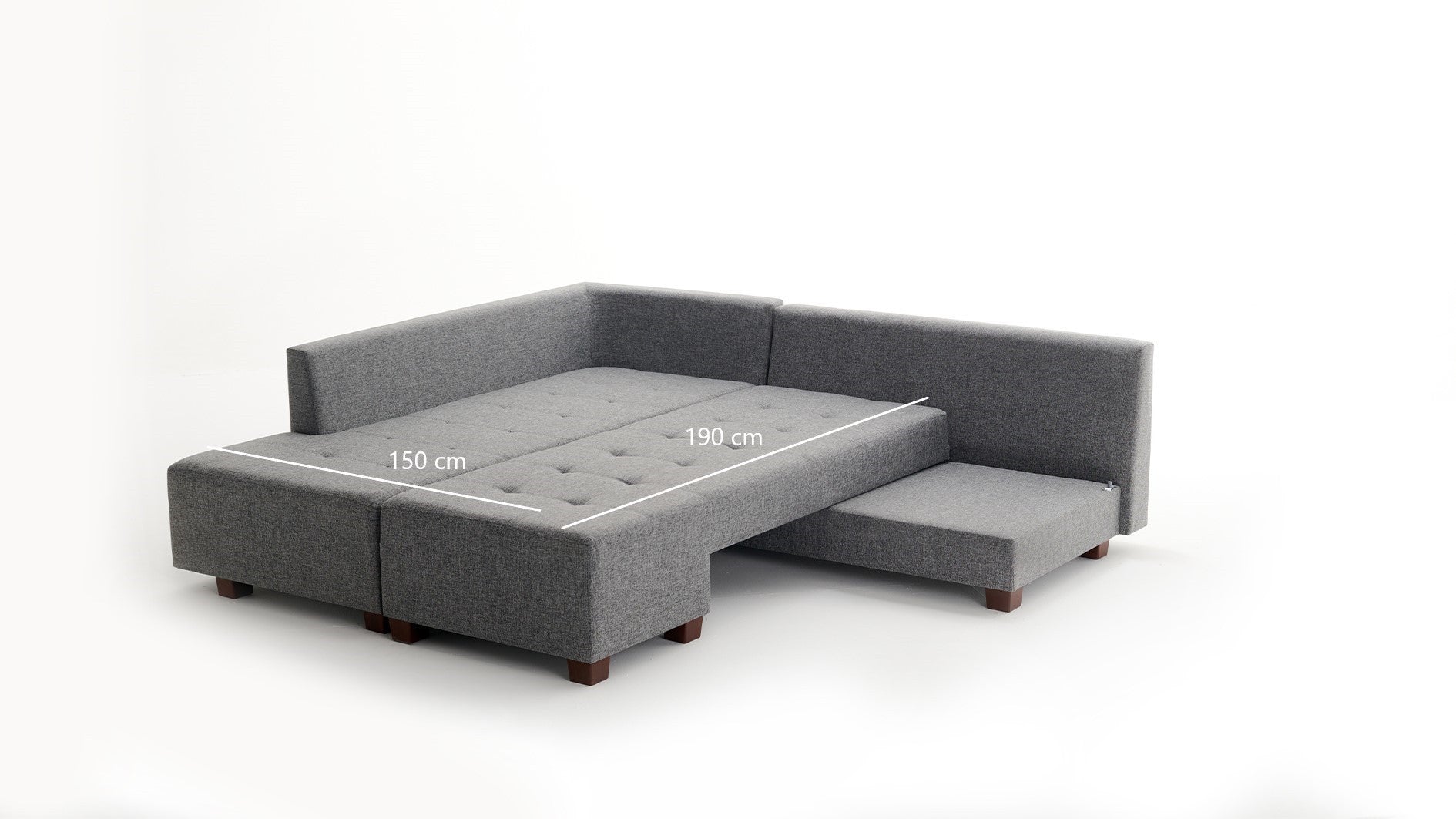 Manama Corner Sofa Bed Left - Grey in Grau präsentiert im Onlineshop von KAQTU Design AG. Bettsofa ist von Atelier Del Sofa