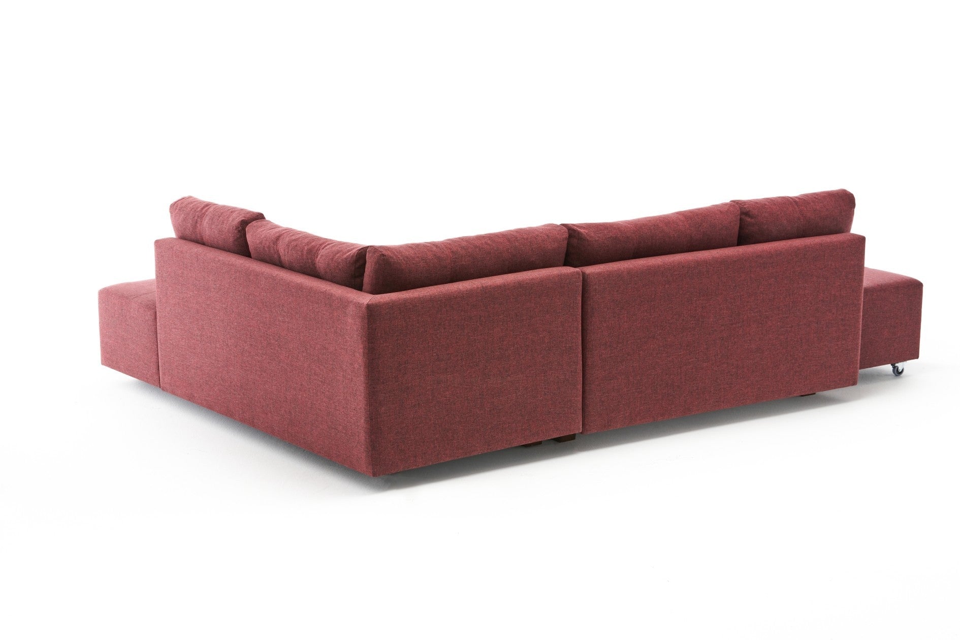 Manama Corner Sofa Bed Right - Claret Red in Karmesinrot präsentiert im Onlineshop von KAQTU Design AG. Bettsofa ist von Atelier Del Sofa