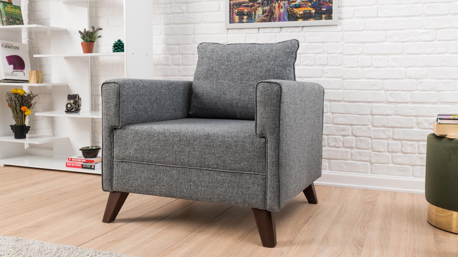 Bella Armchair - Gey in Grau präsentiert im Onlineshop von KAQTU Design AG. Modulares Sofa ist von Atelier Del Sofa