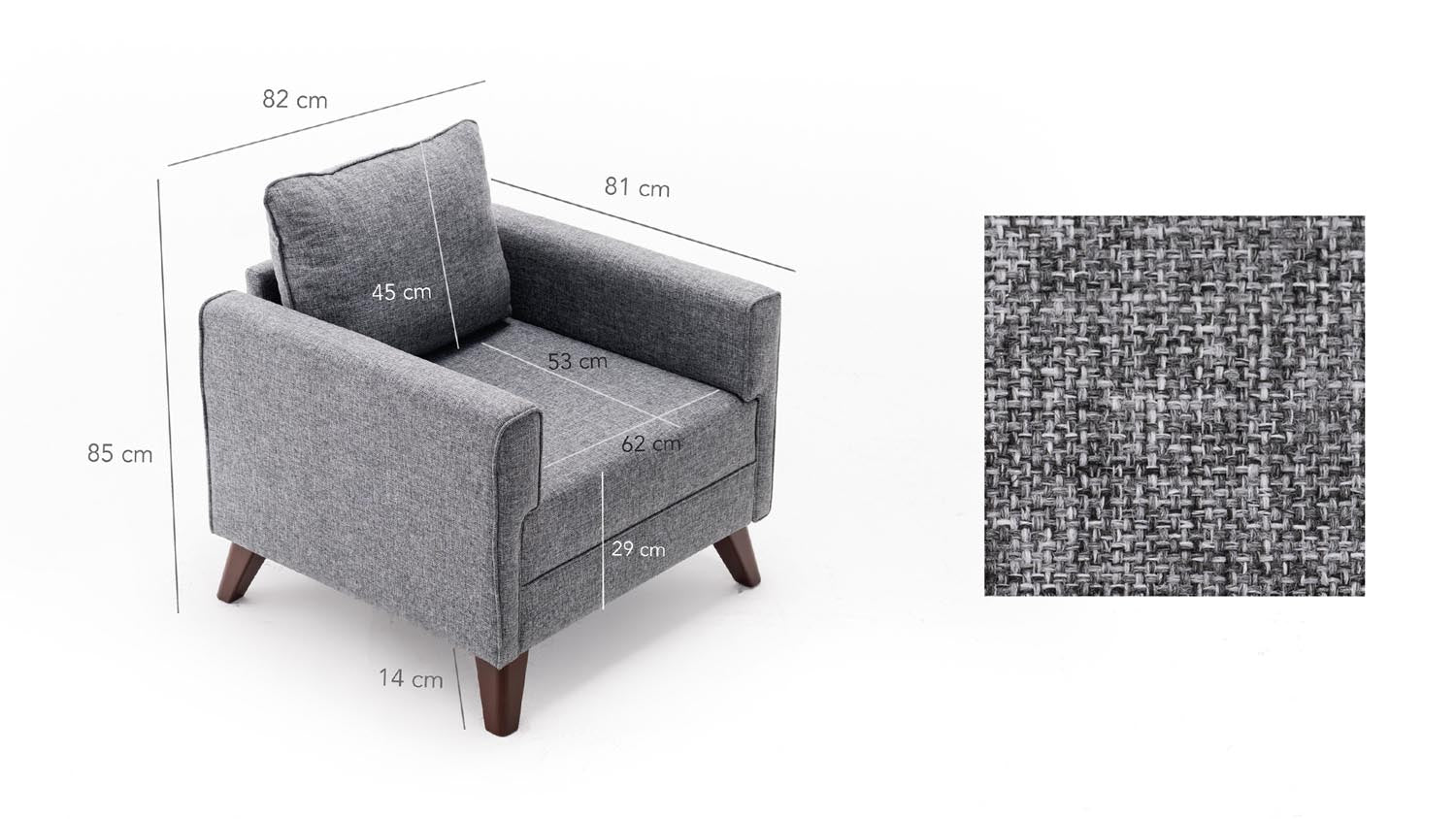 Bella Armchair - Gey in Grau präsentiert im Onlineshop von KAQTU Design AG. Modulares Sofa ist von Atelier Del Sofa