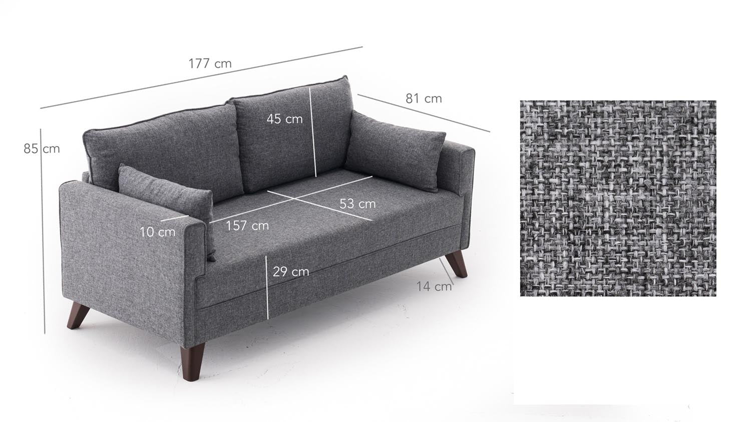 Bella Sofa For 2 Pr - Grey in Grau präsentiert im Onlineshop von KAQTU Design AG. 2er Sofa ist von Atelier Del Sofa