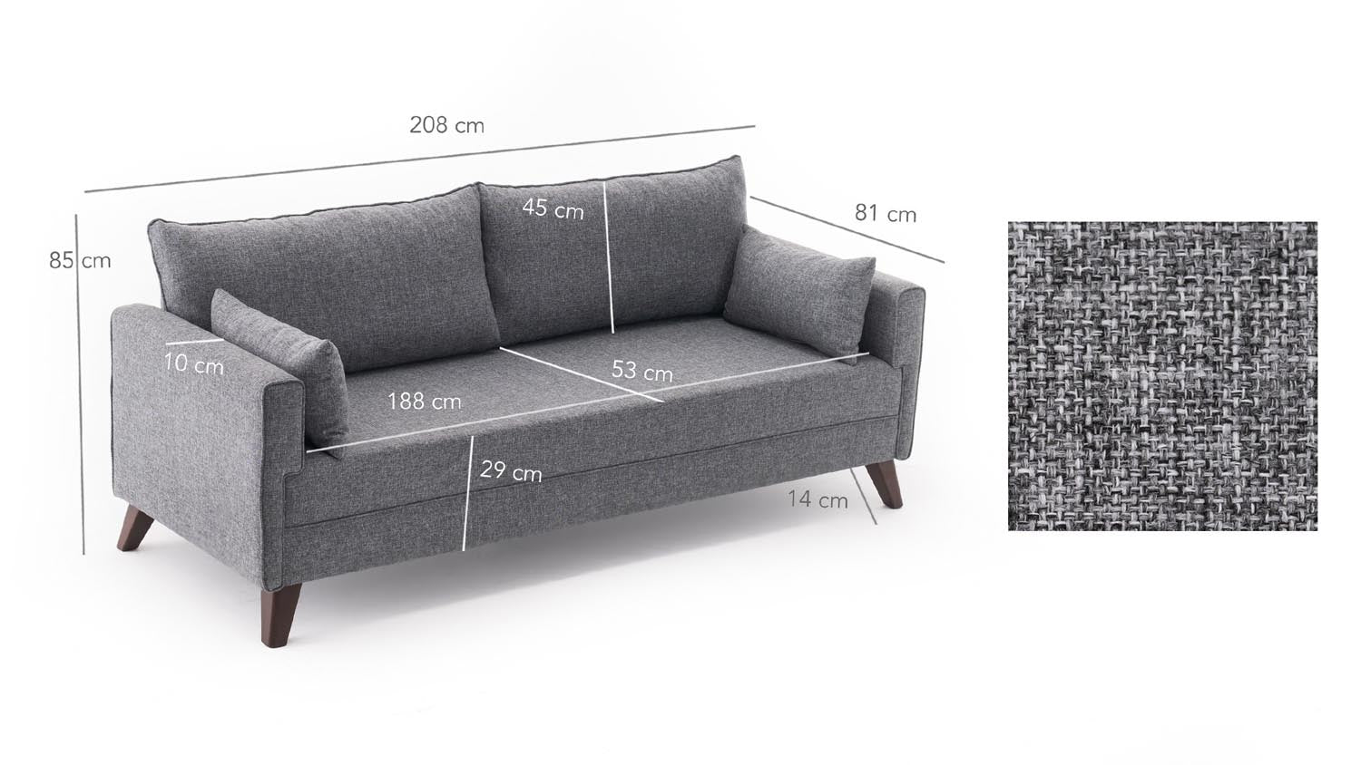Bella Sofa Bed - Grey in Grau präsentiert im Onlineshop von KAQTU Design AG. Bettsofa ist von Atelier Del Sofa