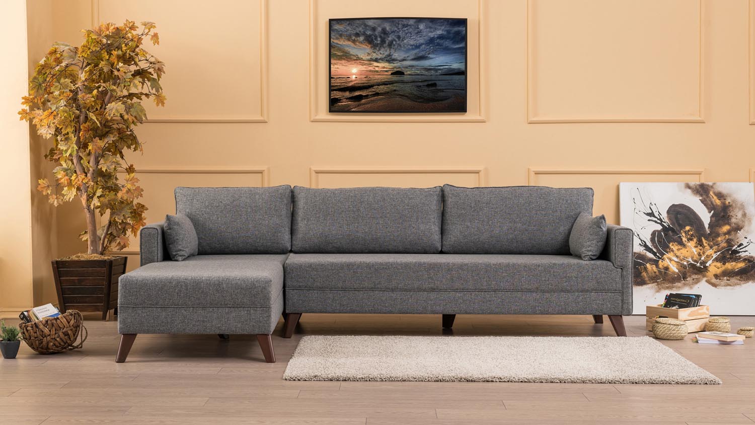 Bella Corner Sofa Left 1 in Grau präsentiert im Onlineshop von KAQTU Design AG. Ecksofa ist von Atelier Del Sofa