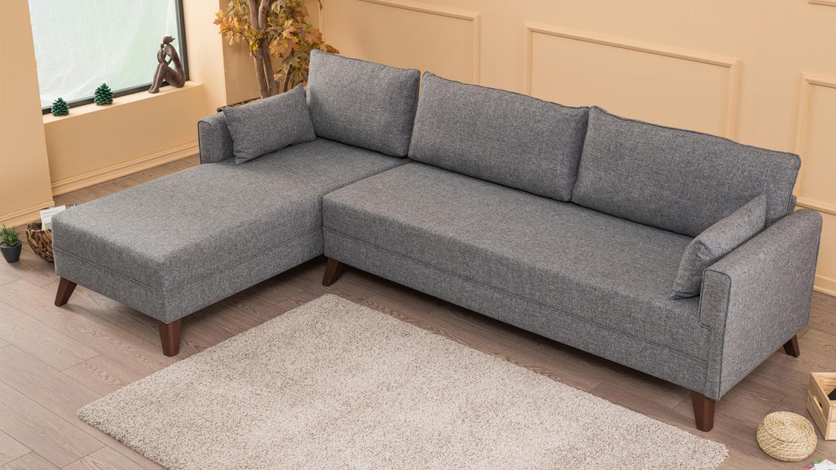 Bella Corner Sofa Left 1 Ecksofa - Grau in Grau präsentiert im Onlineshop von KAQTU Design AG. L-Sofa links ist von Atelier Del Sofa