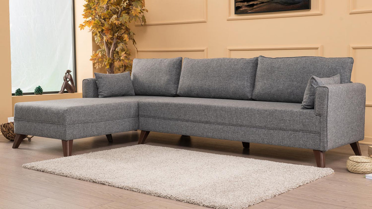 Bella Corner Sofa Left 1 Ecksofa - Grau in Grau präsentiert im Onlineshop von KAQTU Design AG. L-Sofa links ist von Atelier Del Sofa