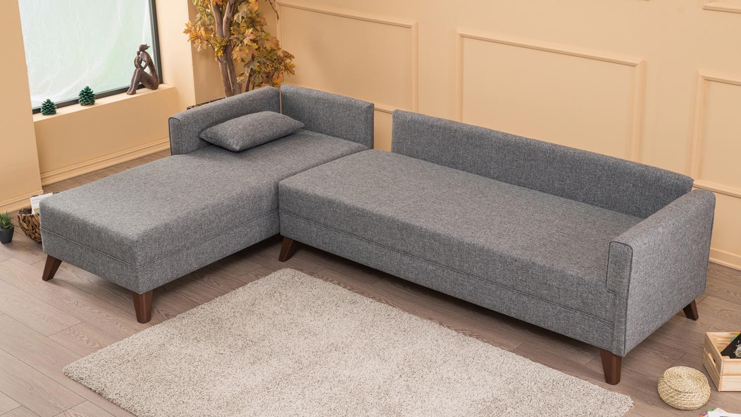 Bella Corner Sofa Left 1 in Grau präsentiert im Onlineshop von KAQTU Design AG. Ecksofa ist von Atelier Del Sofa