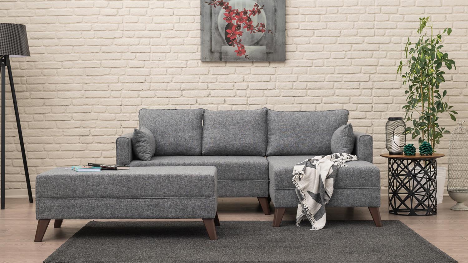 Bella Corner Sofa Right 2 in Grau präsentiert im Onlineshop von KAQTU Design AG. Bettsofa ist von Atelier Del Sofa