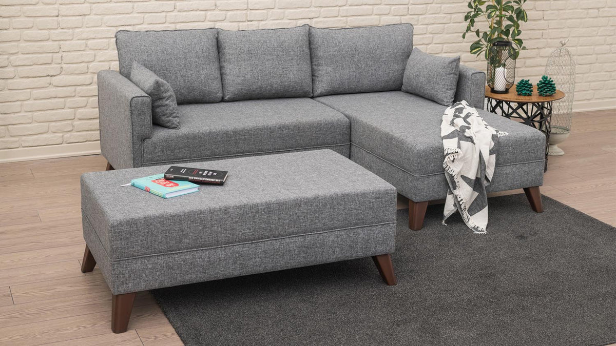Bella Corner Sofa Right 2 Bettsofa - Grau in Grau präsentiert im Onlineshop von KAQTU Design AG. Bettsofa links ist von Atelier Del Sofa