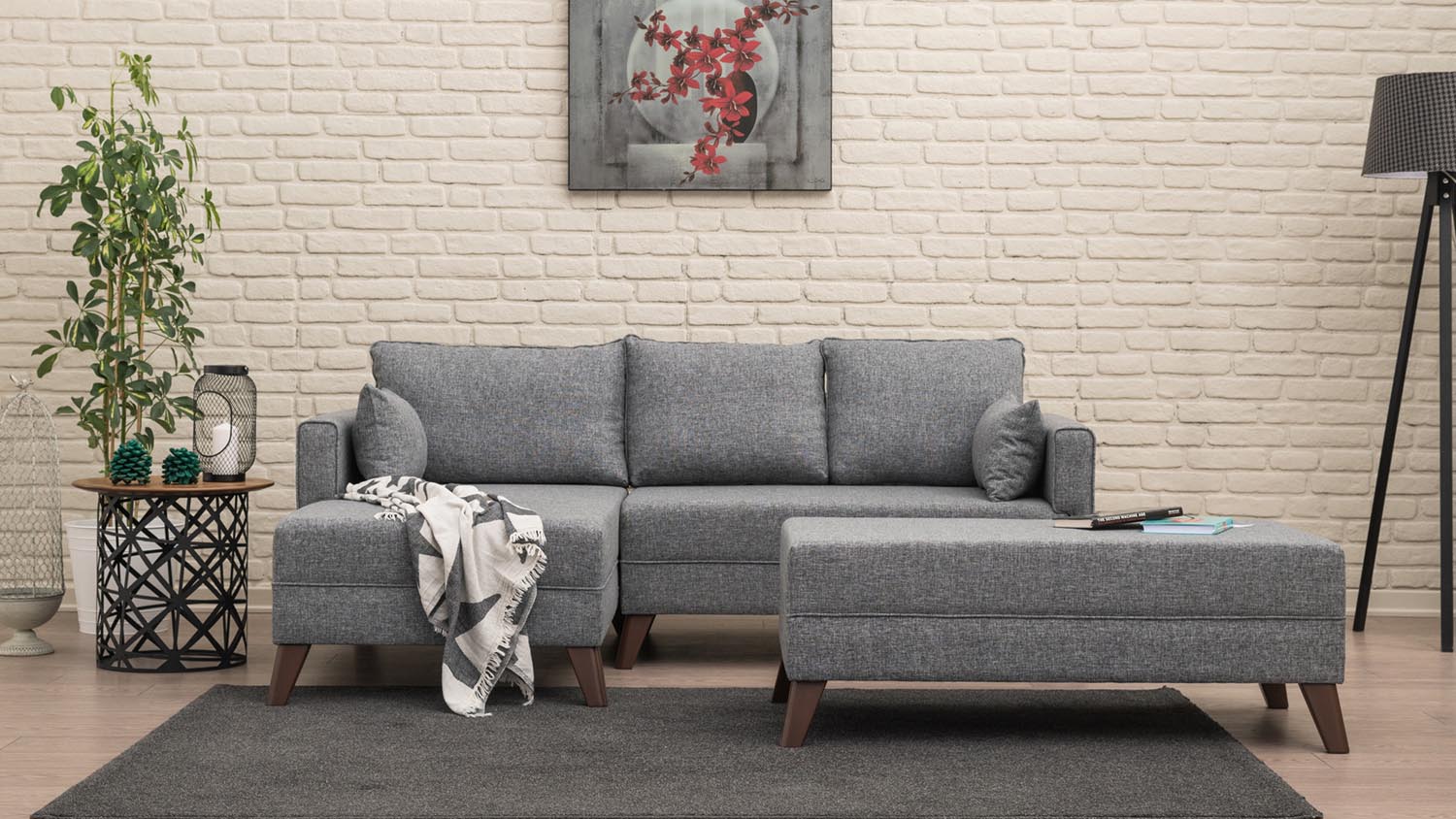 Bella Corner Sofa Left 2 in Grau präsentiert im Onlineshop von KAQTU Design AG. Bettsofa ist von Atelier Del Sofa