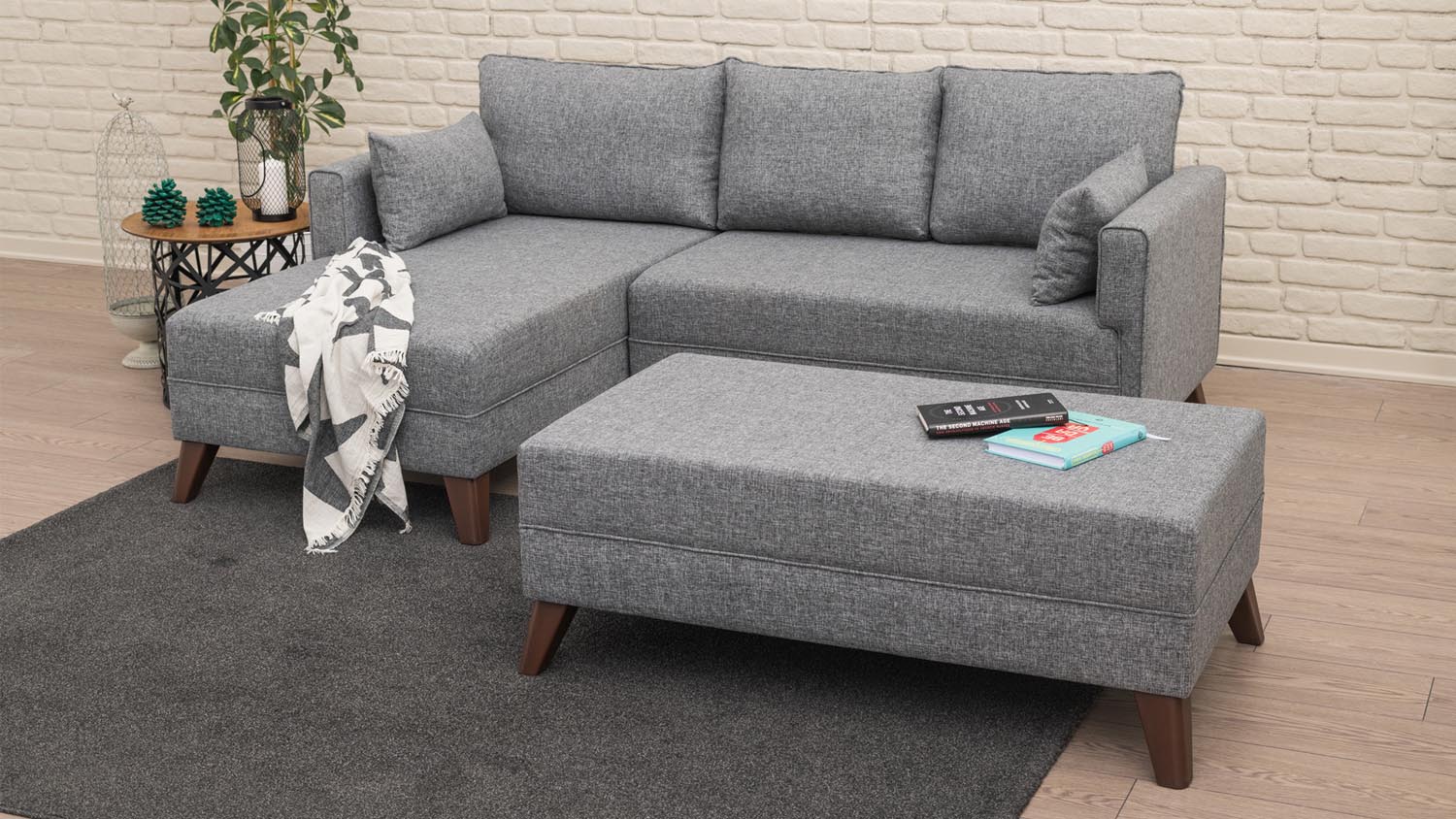 Bella Corner Sofa Left 2 in Grau präsentiert im Onlineshop von KAQTU Design AG. Bettsofa ist von Atelier Del Sofa