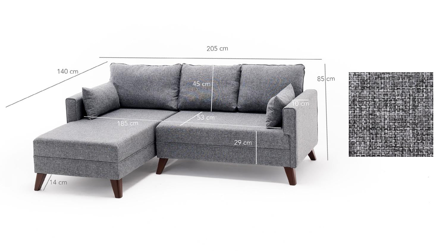 Bella Corner Sofa Left 2 in Grau präsentiert im Onlineshop von KAQTU Design AG. Bettsofa ist von Atelier Del Sofa