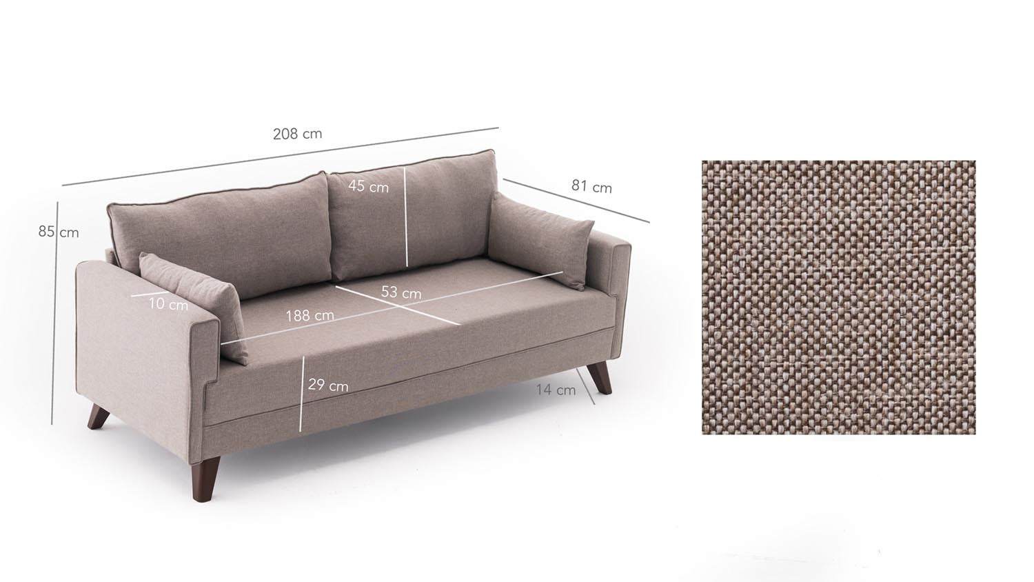 Bella Sofa Bed - Cream in Sahne präsentiert im Onlineshop von KAQTU Design AG. Bettsofa ist von Atelier Del Sofa