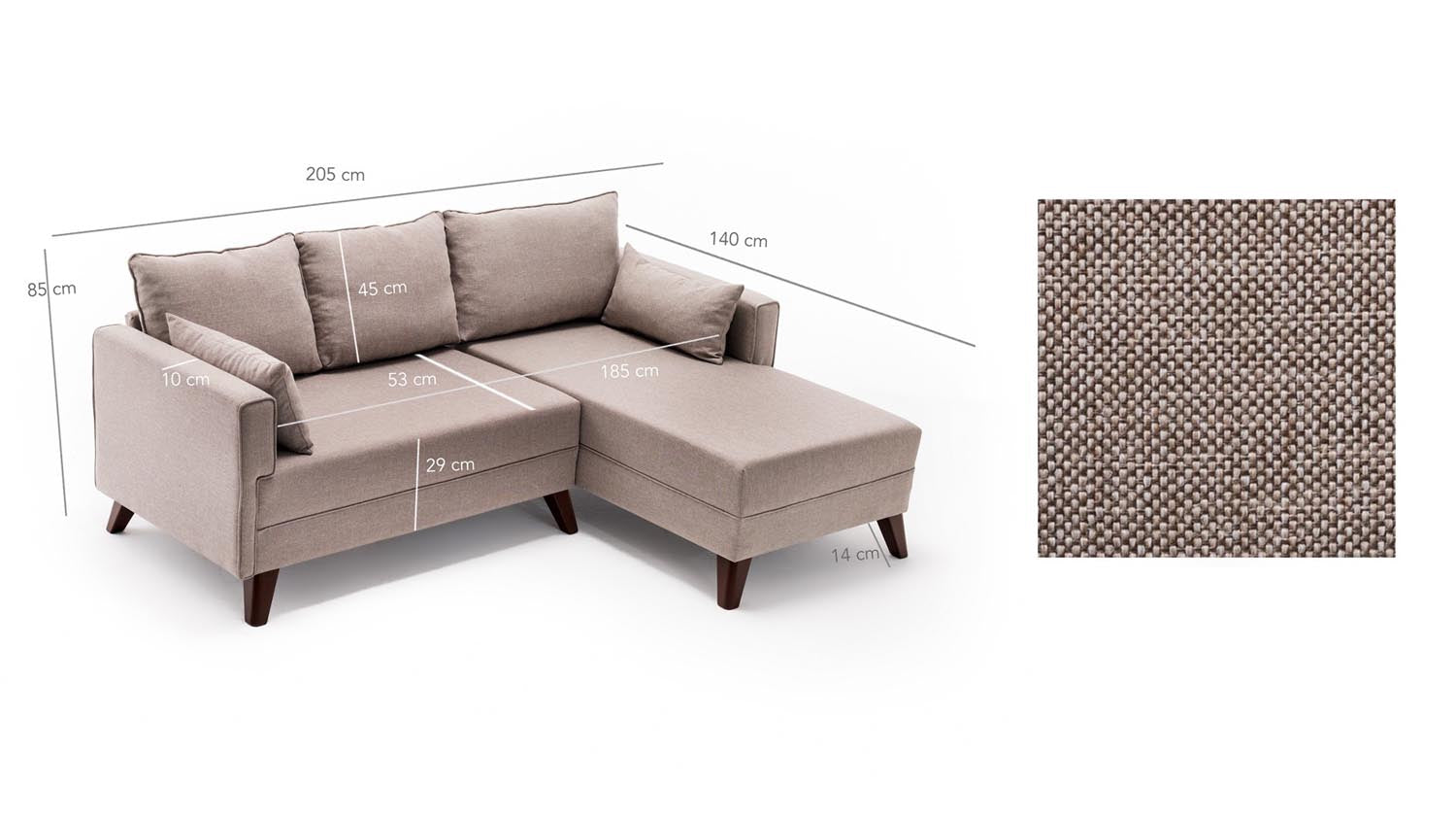 Bella Corner Sofa Right 2 - Cream in Sahne präsentiert im Onlineshop von KAQTU Design AG. Bettsofa ist von Atelier Del Sofa