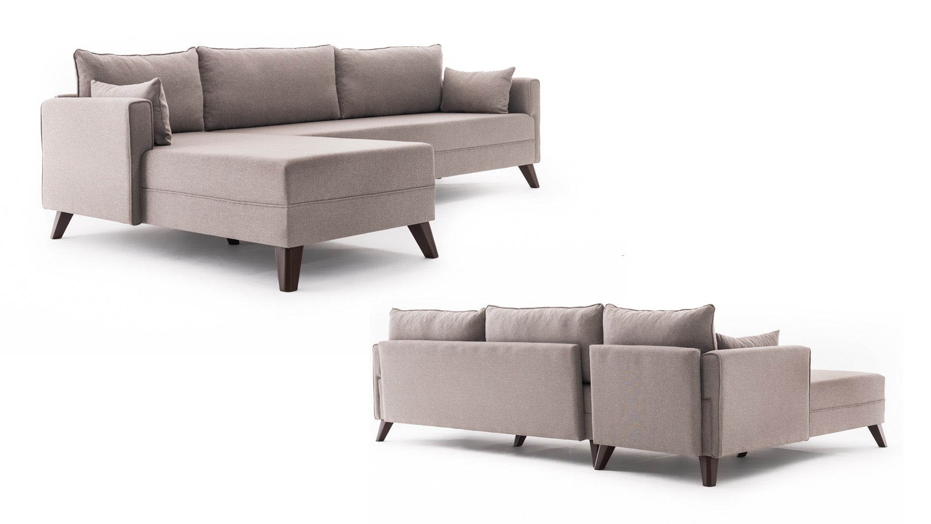 Bella Corner Sofa Left 1 - Cream in Sahne präsentiert im Onlineshop von KAQTU Design AG. Ecksofa ist von Atelier Del Sofa
