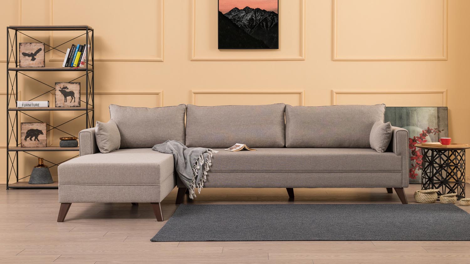Bella Corner Sofa Left 1 - Cream in Sahne präsentiert im Onlineshop von KAQTU Design AG. Ecksofa ist von Atelier Del Sofa
