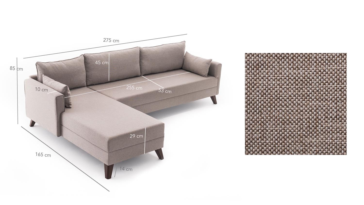 Bella Corner Sofa Left 1 - Cream in Sahne präsentiert im Onlineshop von KAQTU Design AG. Ecksofa ist von Atelier Del Sofa