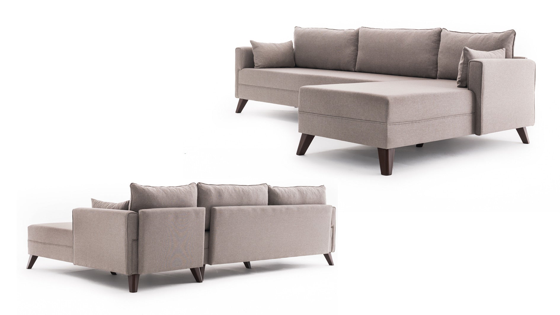 Bella Corner Sofa Right 1 - Cream in Sahne präsentiert im Onlineshop von KAQTU Design AG. Ecksofa ist von Atelier Del Sofa