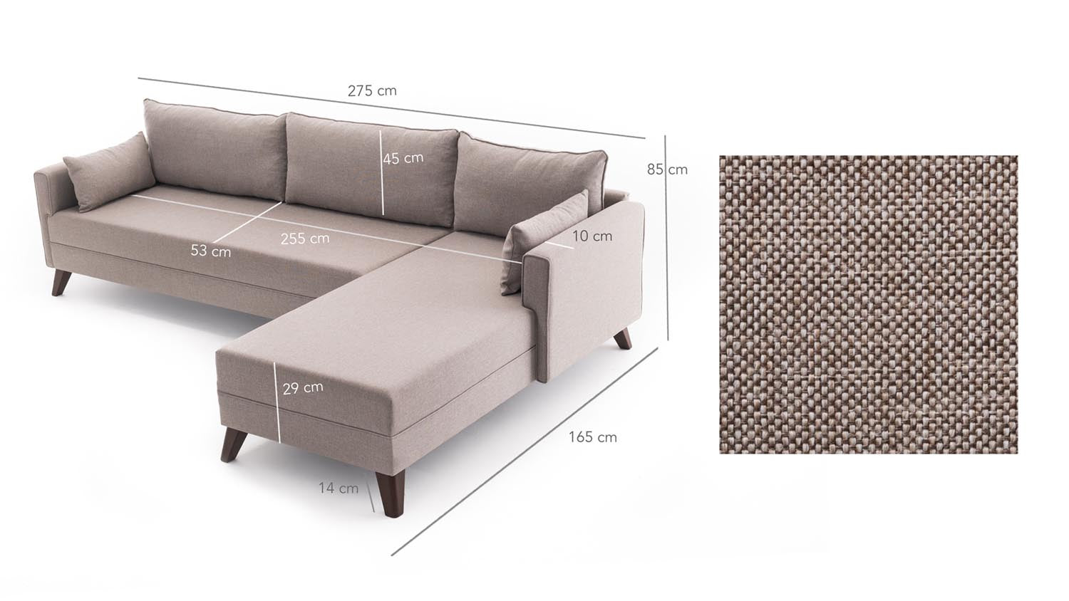 Bella Corner Sofa Right 1 - Cream in Sahne präsentiert im Onlineshop von KAQTU Design AG. Ecksofa ist von Atelier Del Sofa