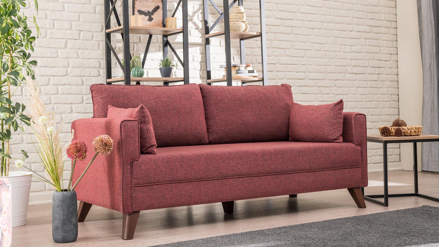 Bella Sofa For 2 Pr - Claret Red in Karmesinrot präsentiert im Onlineshop von KAQTU Design AG. 2er Sofa ist von Atelier Del Sofa