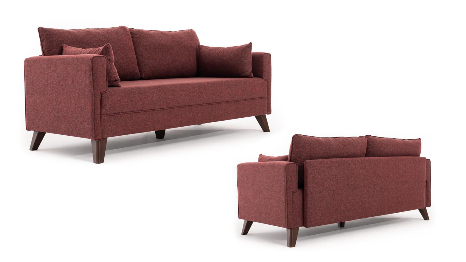 Bella Sofa For 3 Pr - Claret Red in Karmesinrot präsentiert im Onlineshop von KAQTU Design AG. 3er Sofa ist von Atelier Del Sofa