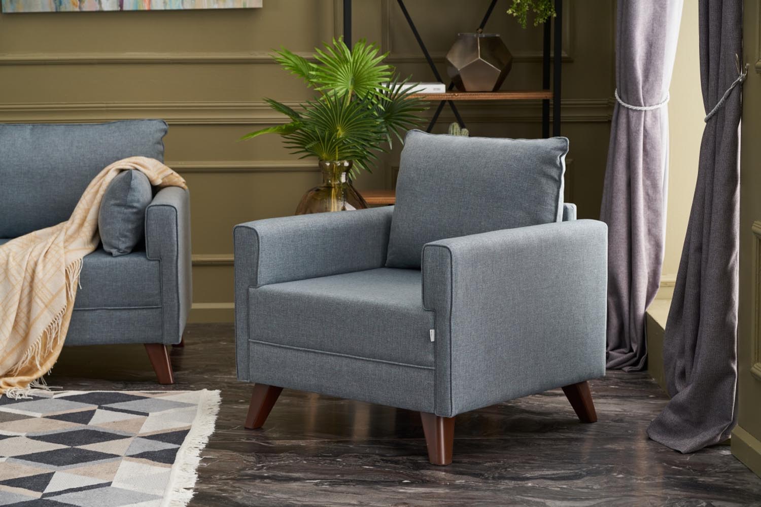Bella Soft Tekli Koltuk - Blue in Blau präsentiert im Onlineshop von KAQTU Design AG. Modulares Sofa ist von Atelier Del Sofa
