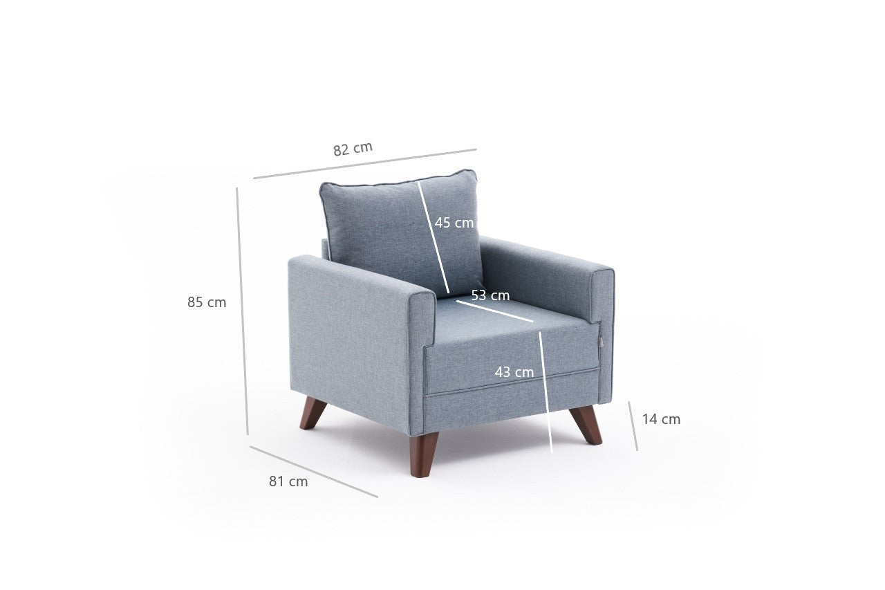Bella Soft Tekli Koltuk - Blue in Blau präsentiert im Onlineshop von KAQTU Design AG. Modulares Sofa ist von Atelier Del Sofa