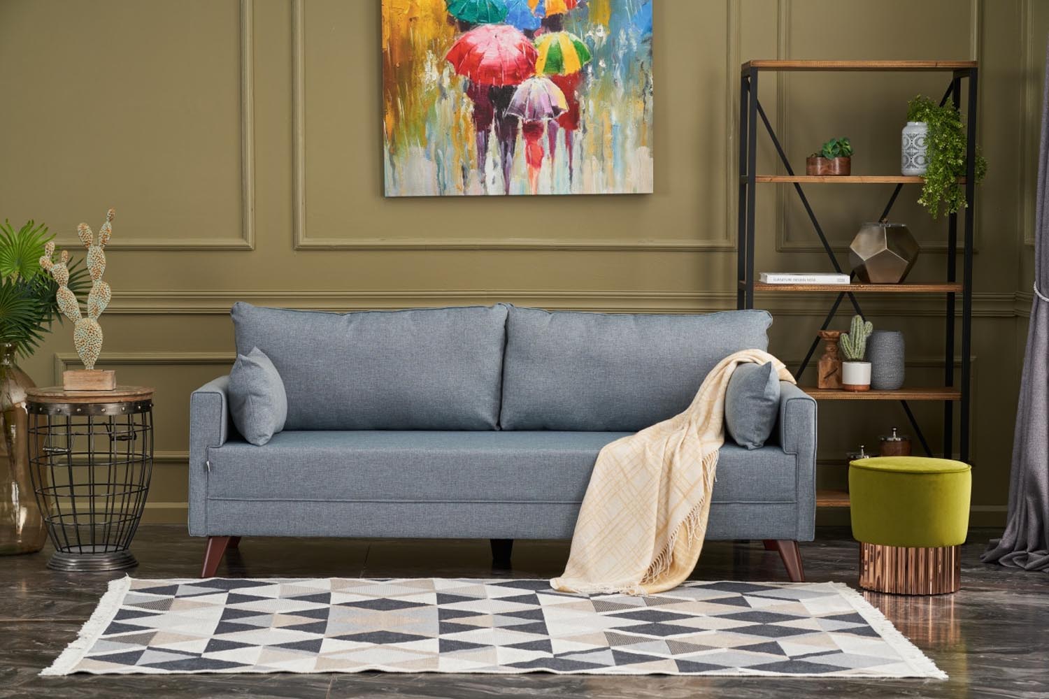 Bella Soft Yataklı Üçlü Koltuk - Blue in Blau präsentiert im Onlineshop von KAQTU Design AG. Bettsofa ist von Atelier Del Sofa
