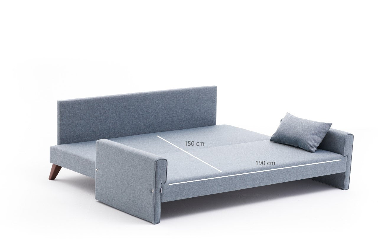 Bella Soft Yataklı Üçlü Koltuk - Blue in Blau präsentiert im Onlineshop von KAQTU Design AG. Bettsofa ist von Atelier Del Sofa