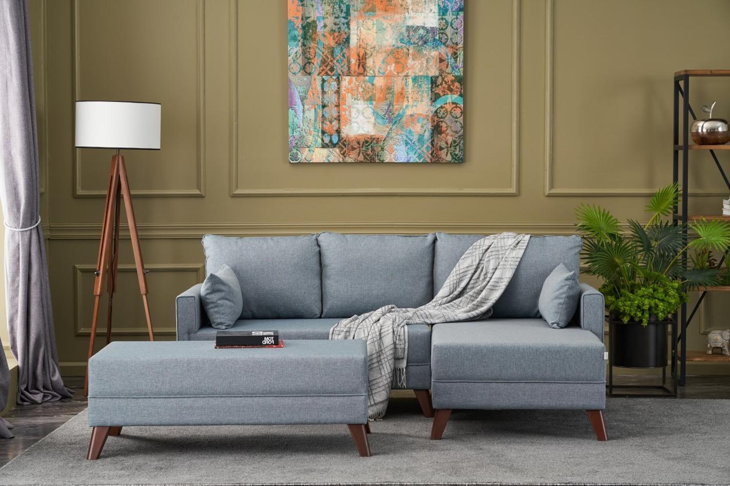 Bella Soft Mini Köşe Right - Blue in Blau präsentiert im Onlineshop von KAQTU Design AG. Bettsofa ist von Atelier Del Sofa