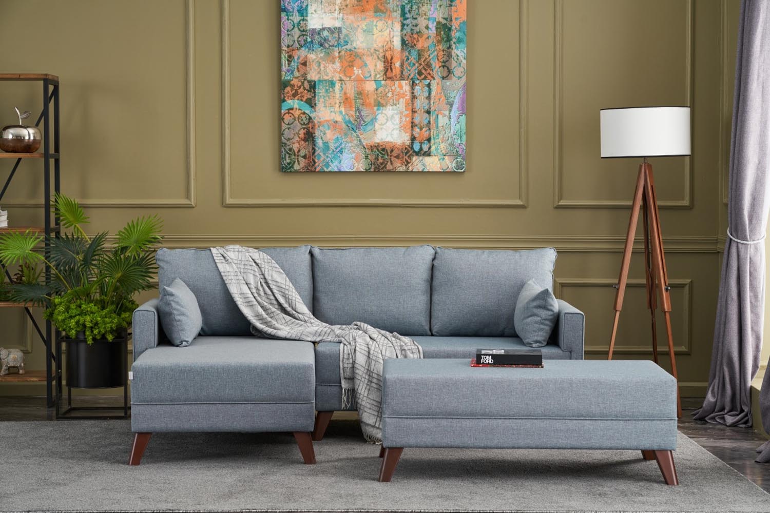 Bella Soft Mini Köşe Left - Blue in Blau präsentiert im Onlineshop von KAQTU Design AG. Bettsofa ist von Atelier Del Sofa