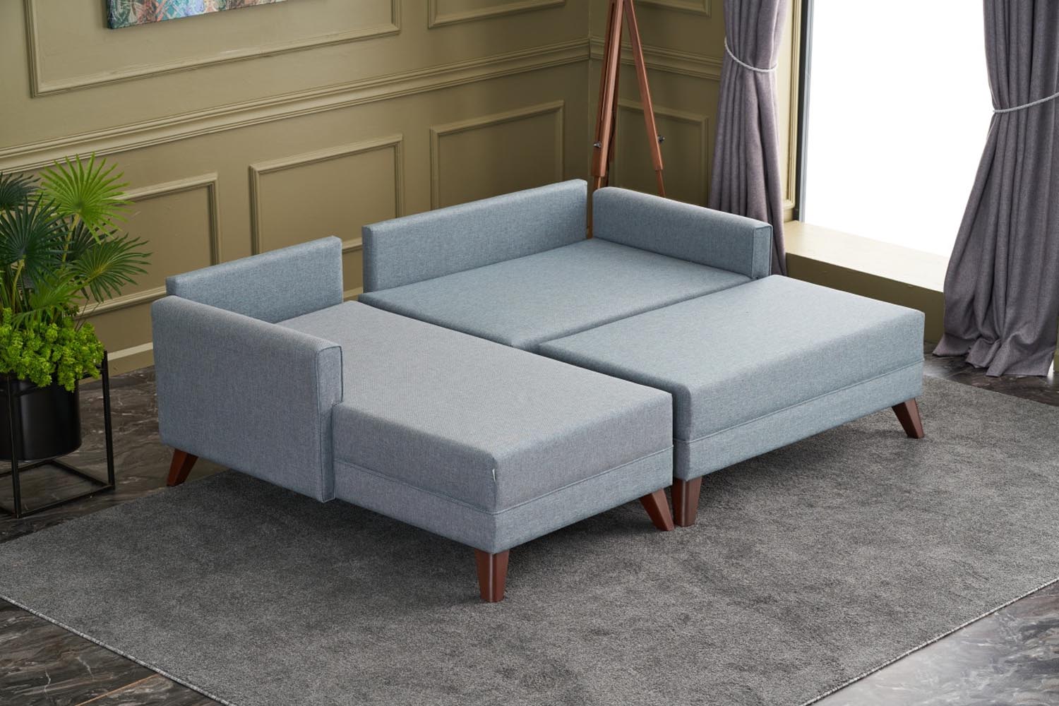 Bella Soft Mini Köşe Left - Blue in Blau präsentiert im Onlineshop von KAQTU Design AG. Bettsofa ist von Atelier Del Sofa