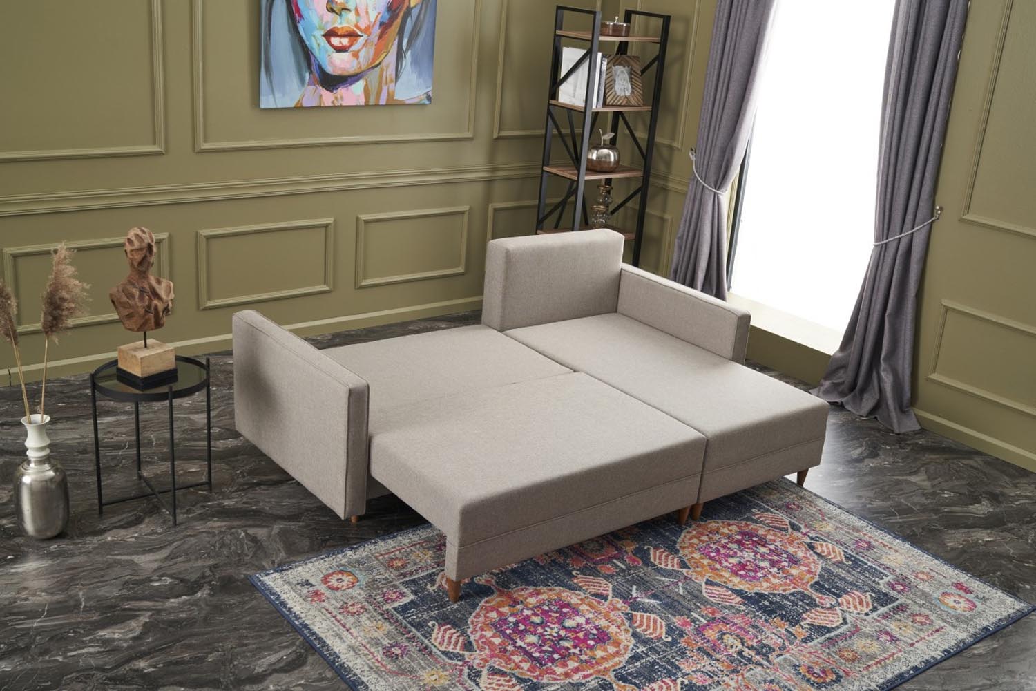 Aydam Right - Cream in Sahne präsentiert im Onlineshop von KAQTU Design AG. Bettsofa ist von Atelier Del Sofa