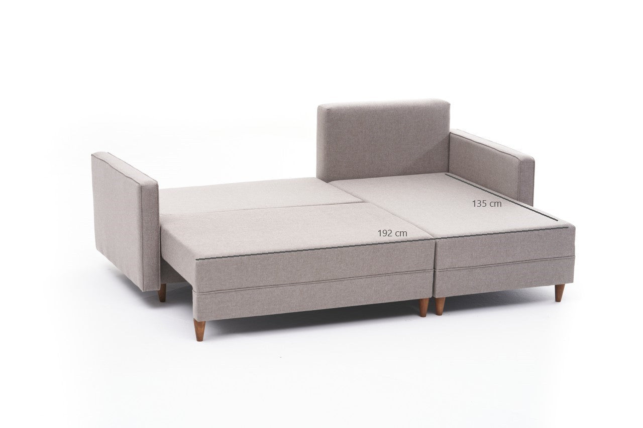 Aydam Right - Cream in Sahne präsentiert im Onlineshop von KAQTU Design AG. Bettsofa ist von Atelier Del Sofa