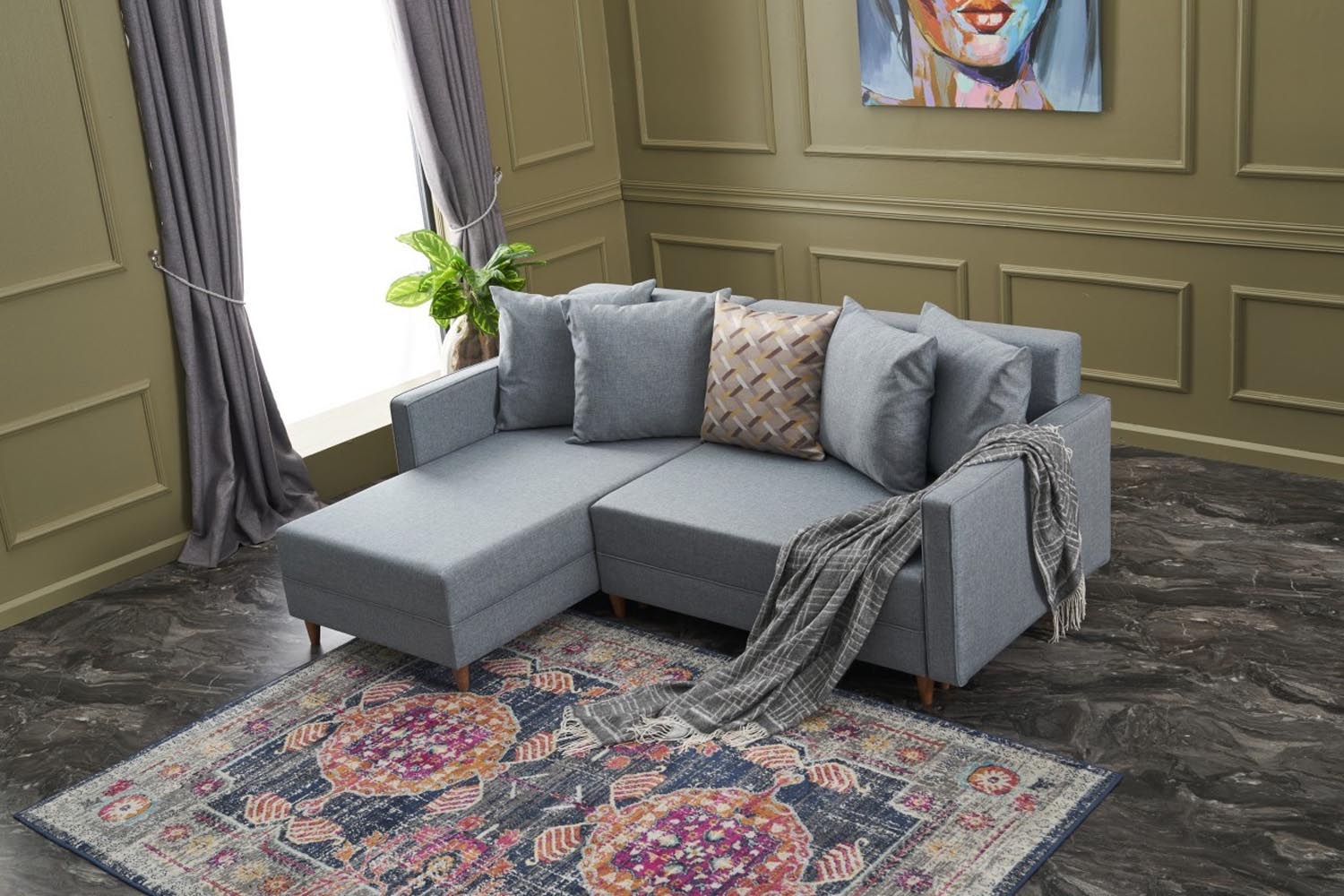 Aydam Left - Blue in Blau präsentiert im Onlineshop von KAQTU Design AG. Bettsofa ist von Atelier Del Sofa