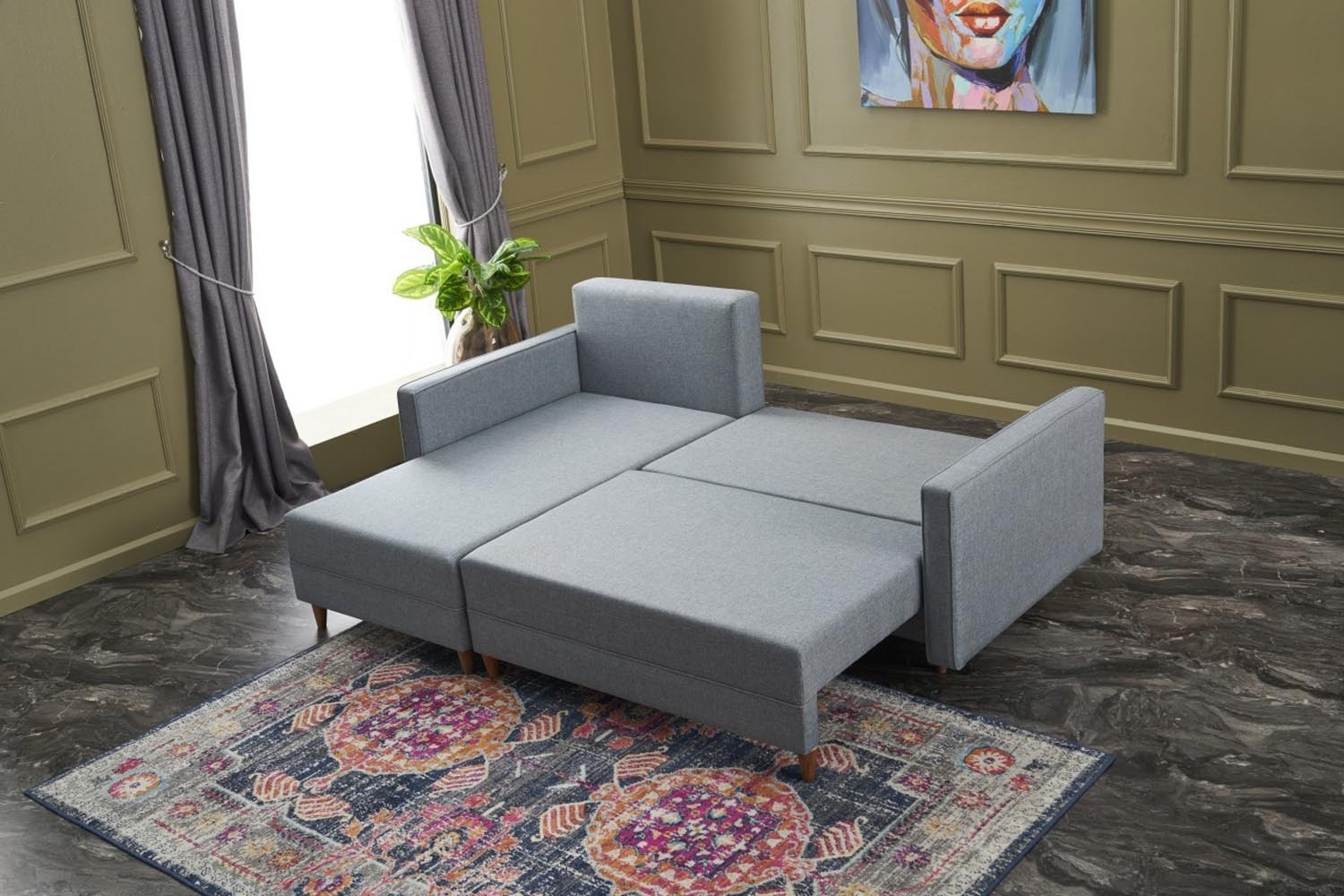 Aydam Left - Blue in Blau präsentiert im Onlineshop von KAQTU Design AG. Bettsofa ist von Atelier Del Sofa