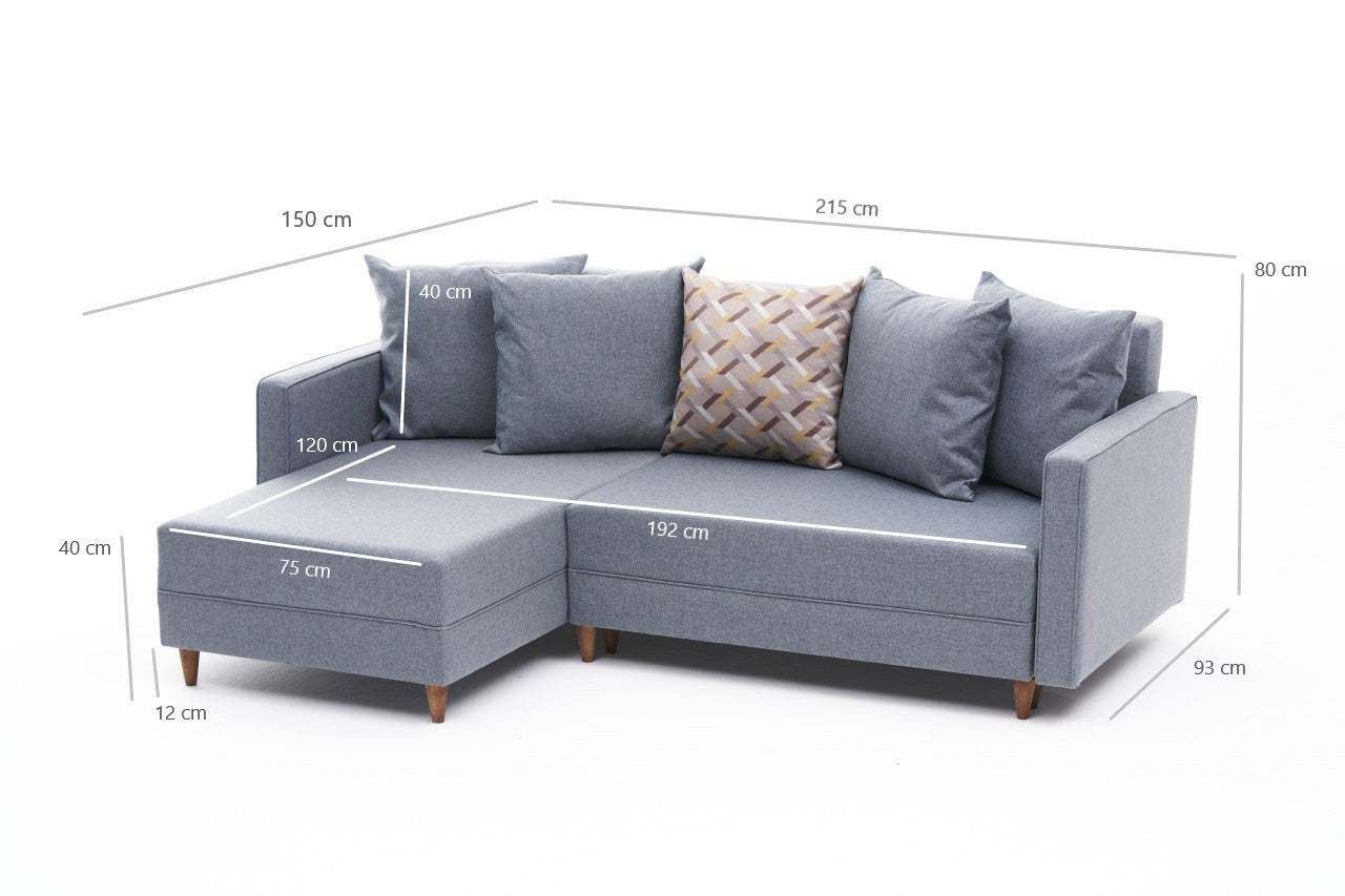 Aydam Left - Blue in Blau präsentiert im Onlineshop von KAQTU Design AG. Bettsofa ist von Atelier Del Sofa